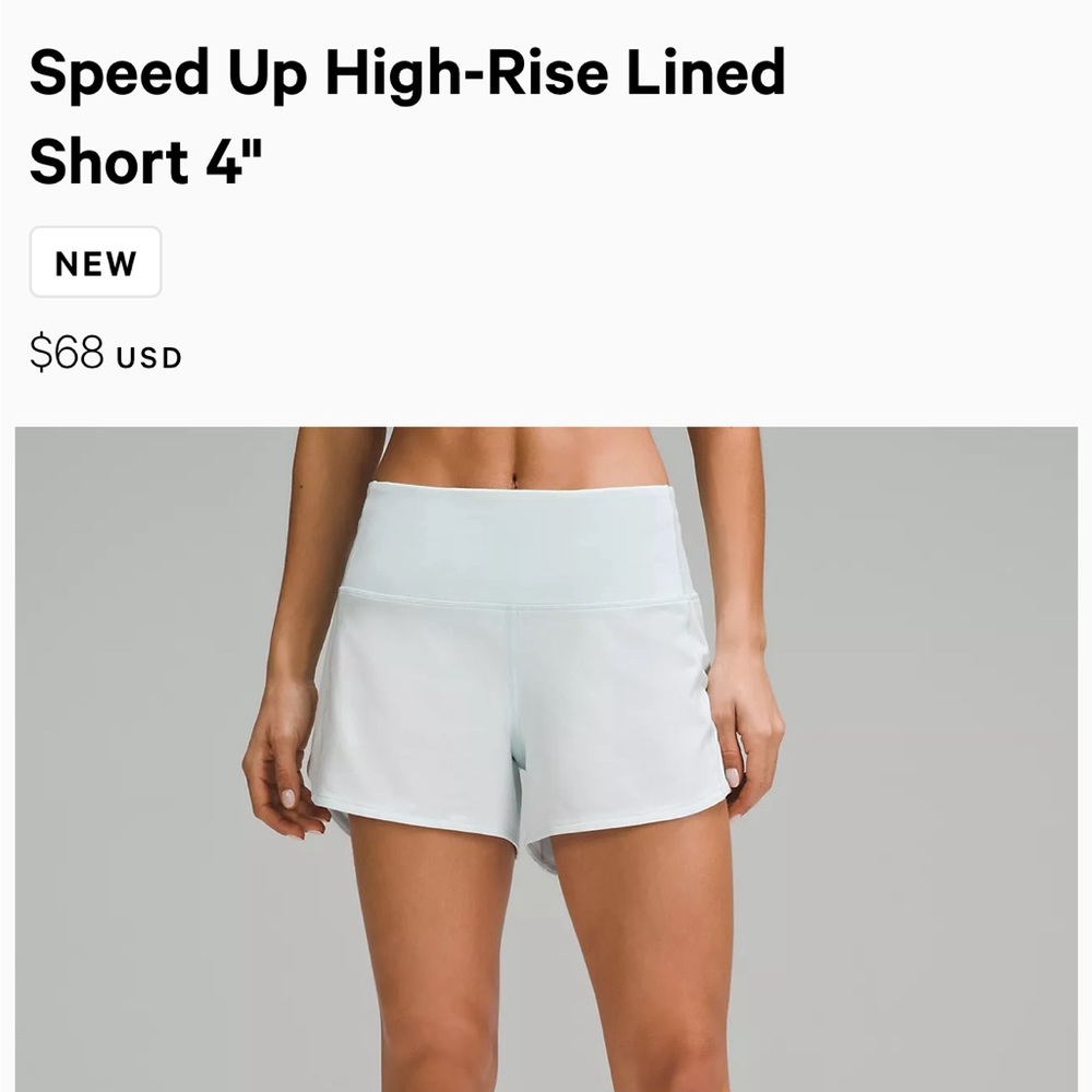 NWT size 14 SOLD OUT Light Pink Lululemon Speed Up HR 4 inch Lined Shorts